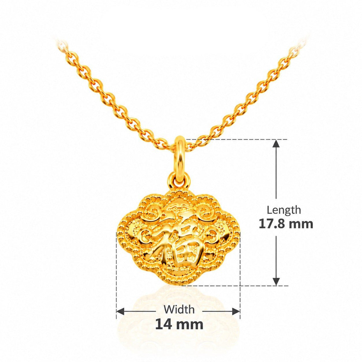 916 Gold Prosperity Longevity Pendant