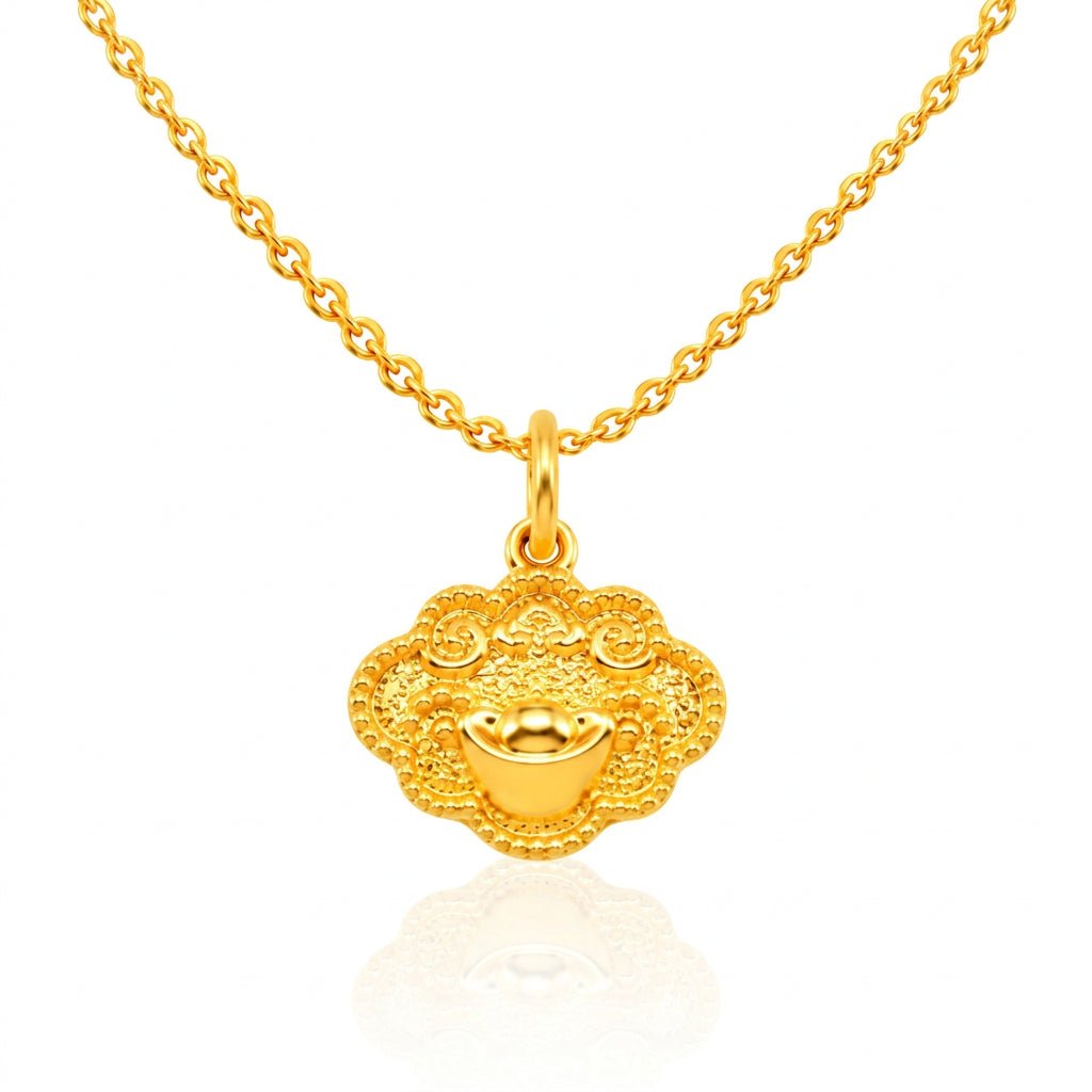 916 Gold Prosperity Longevity Pendant