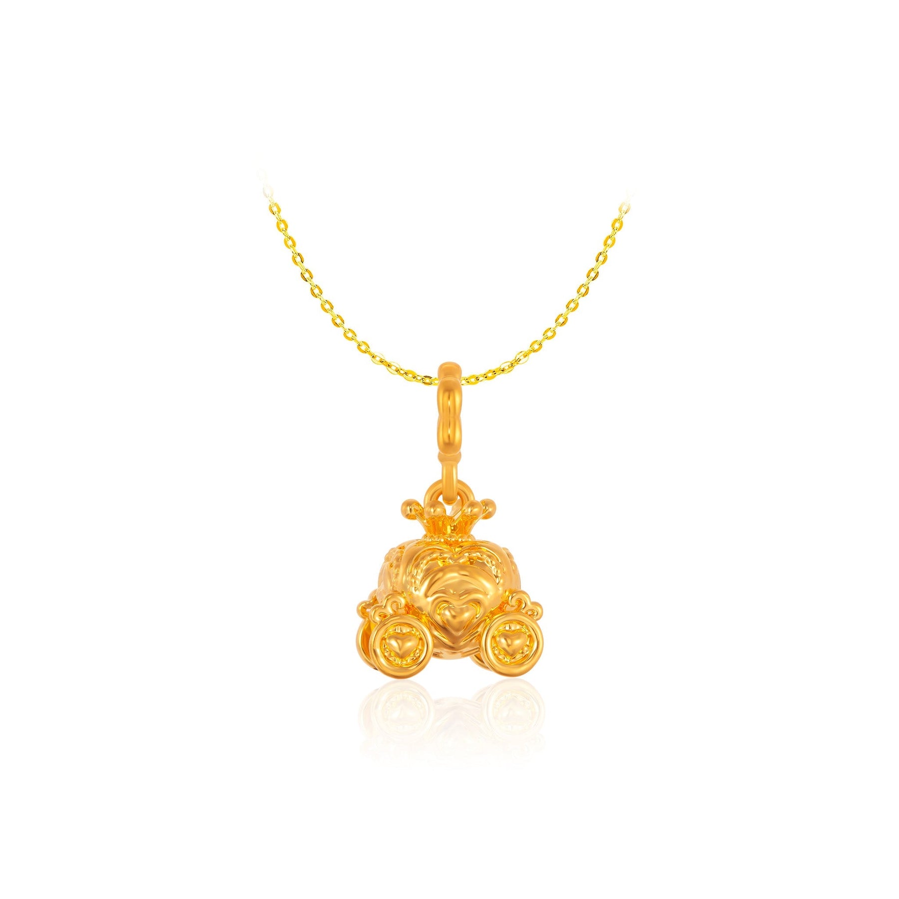 916 Gold Pumpkin Carriage Pendant