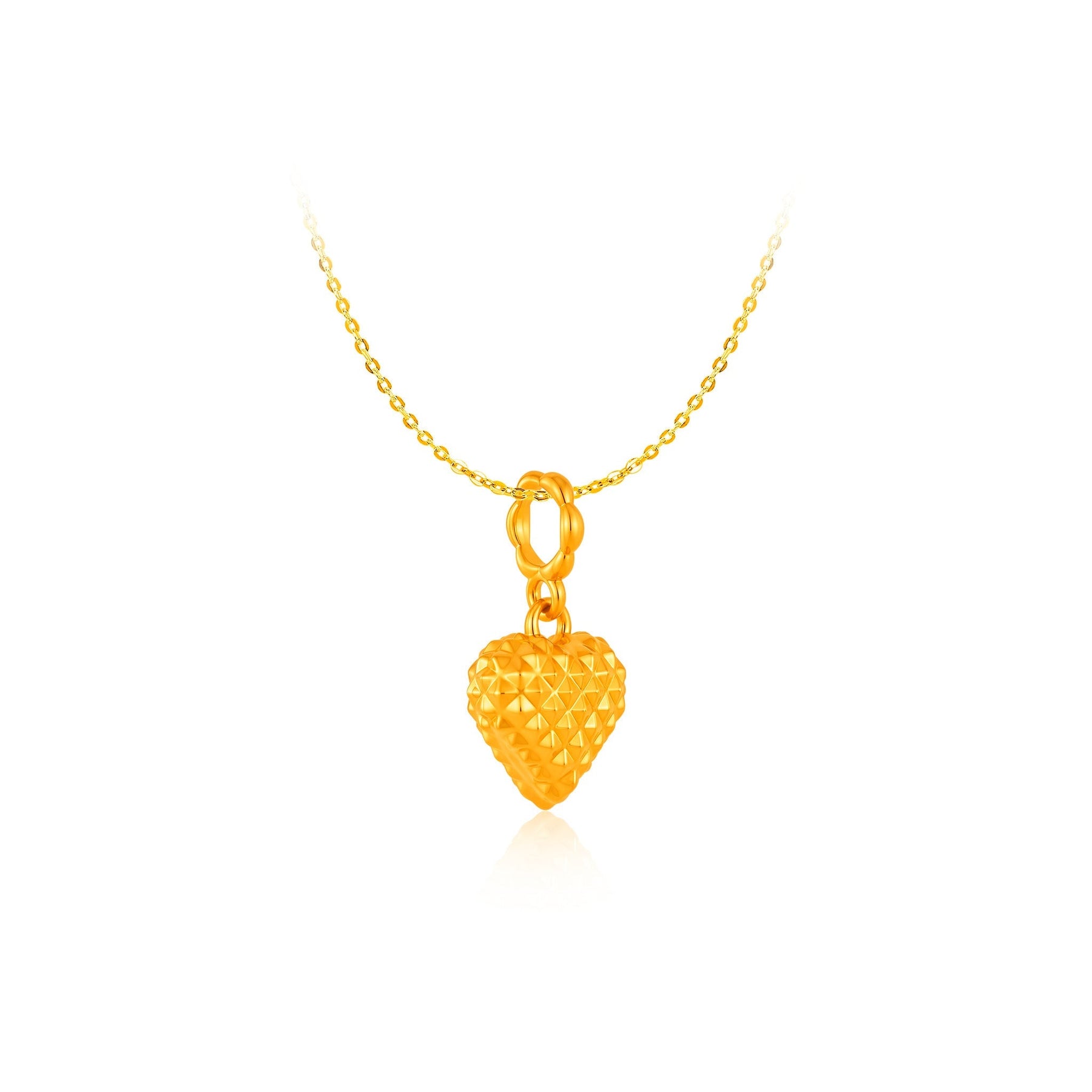916 Gold Quilted Heart Pendant