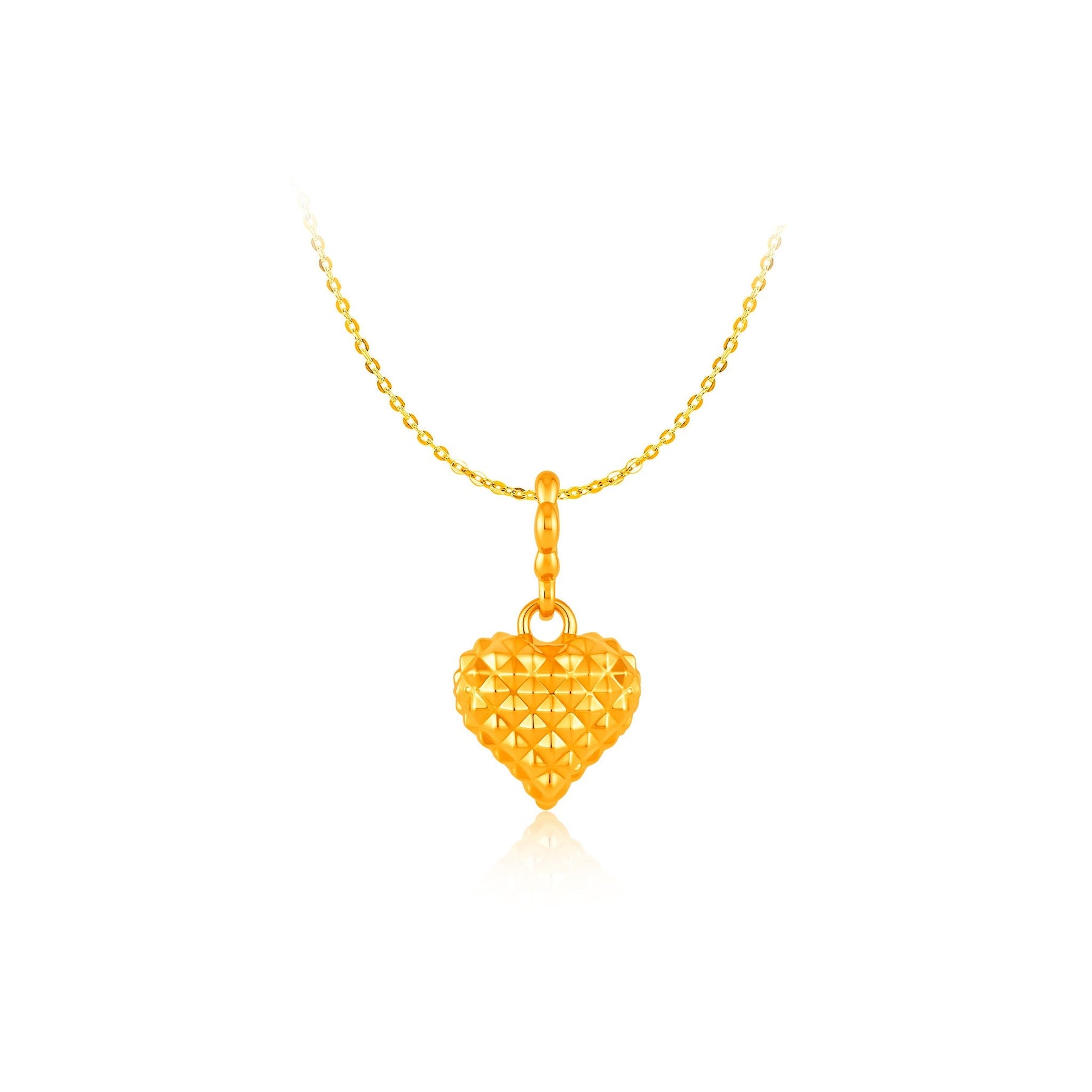 916 Gold Quilted Heart Pendant
