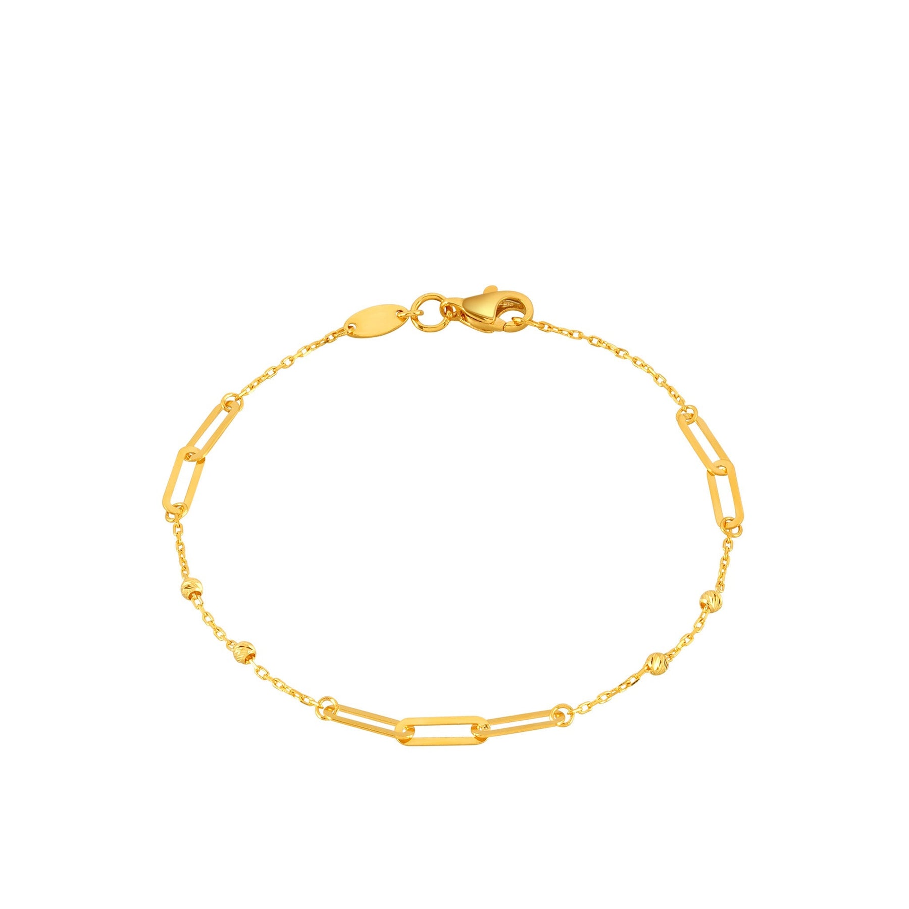 916 Gold Radiant Beaded Link Bracelet