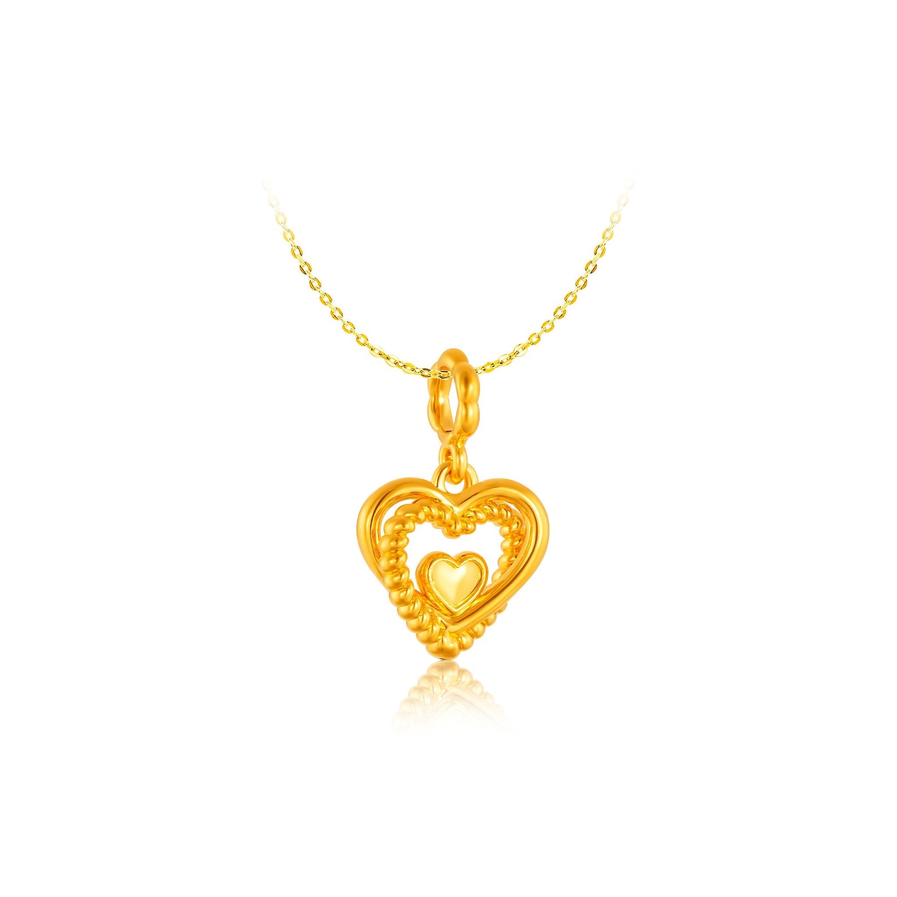 916 Gold 双心相依 Radiant Duo Heart Pendant