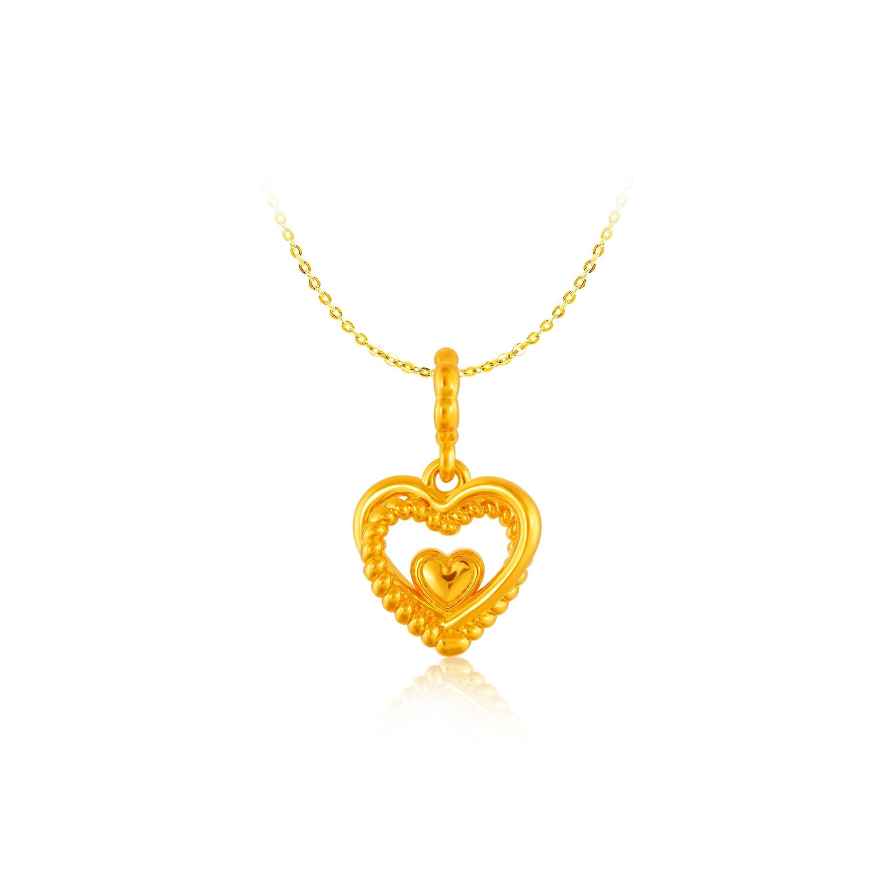 916 Gold 双心相依 Radiant Duo Heart Pendant