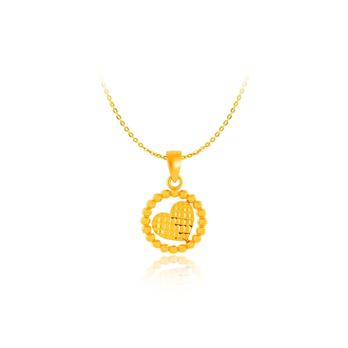 916 Gold Radiant Heart Pendant