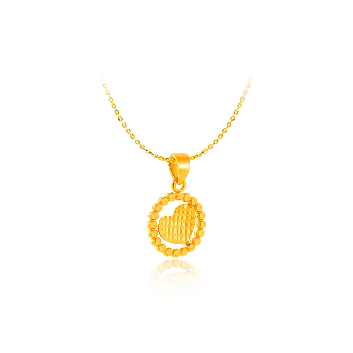 916 Gold Radiant Heart Pendant