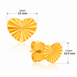 916 Gold Radiant Heart Stud Earrings