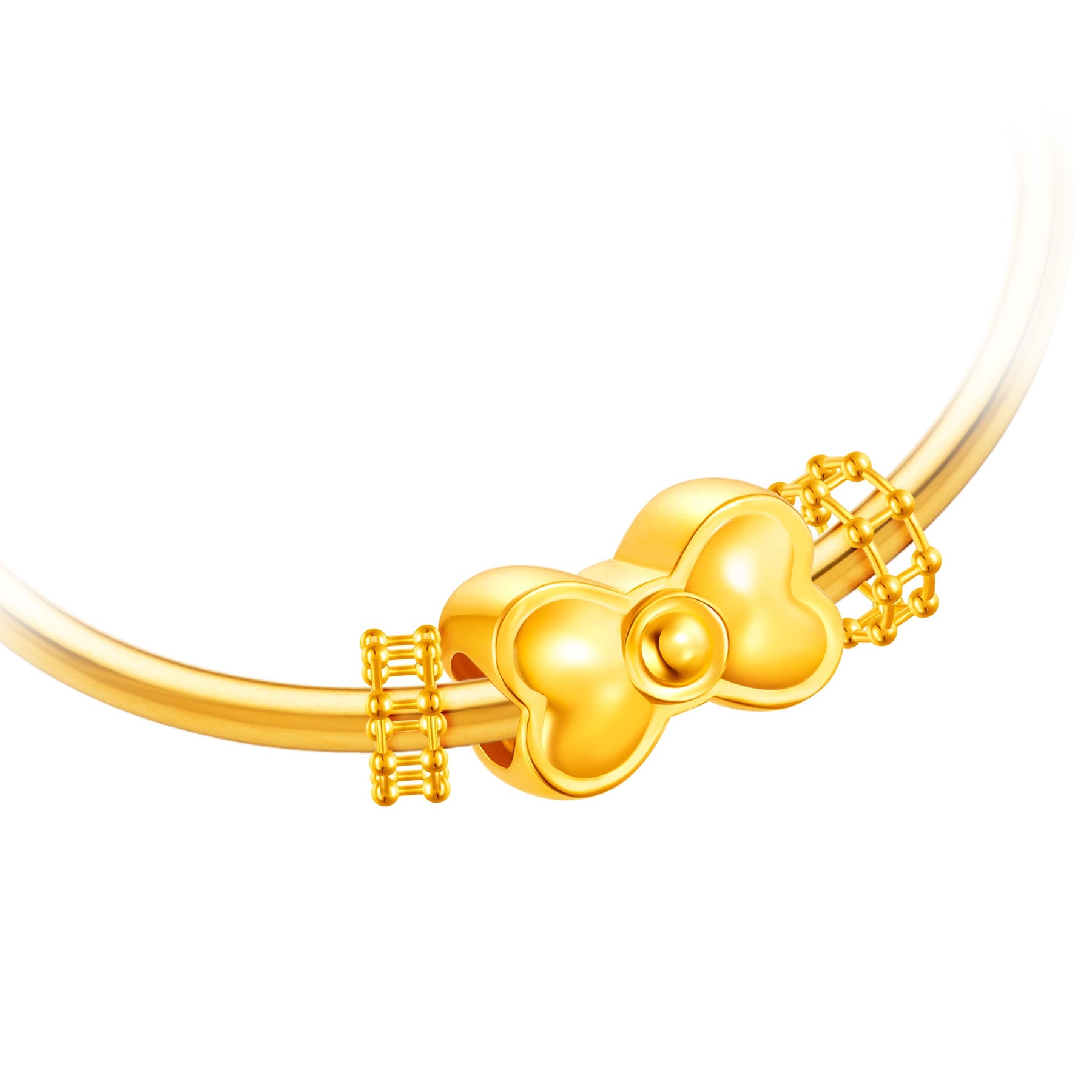 916 Gold Ribbon Bow with spacers Charm