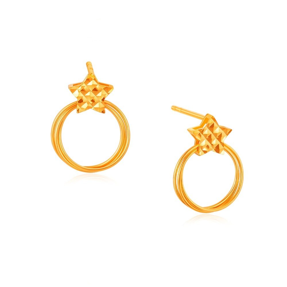 916 Gold Ringed Stars Earrings