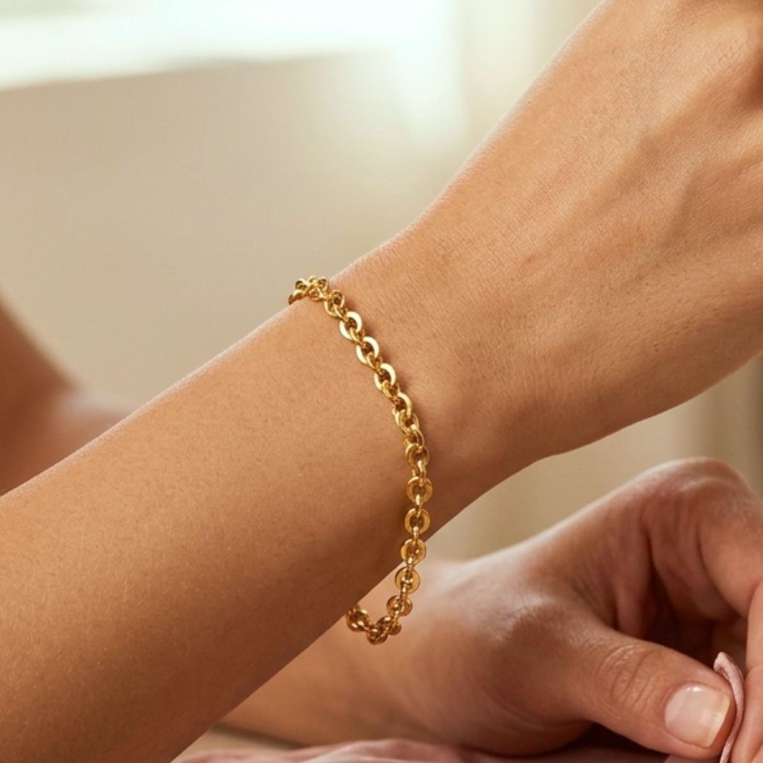 916 Gold Rolo Cable Chain Bracelet