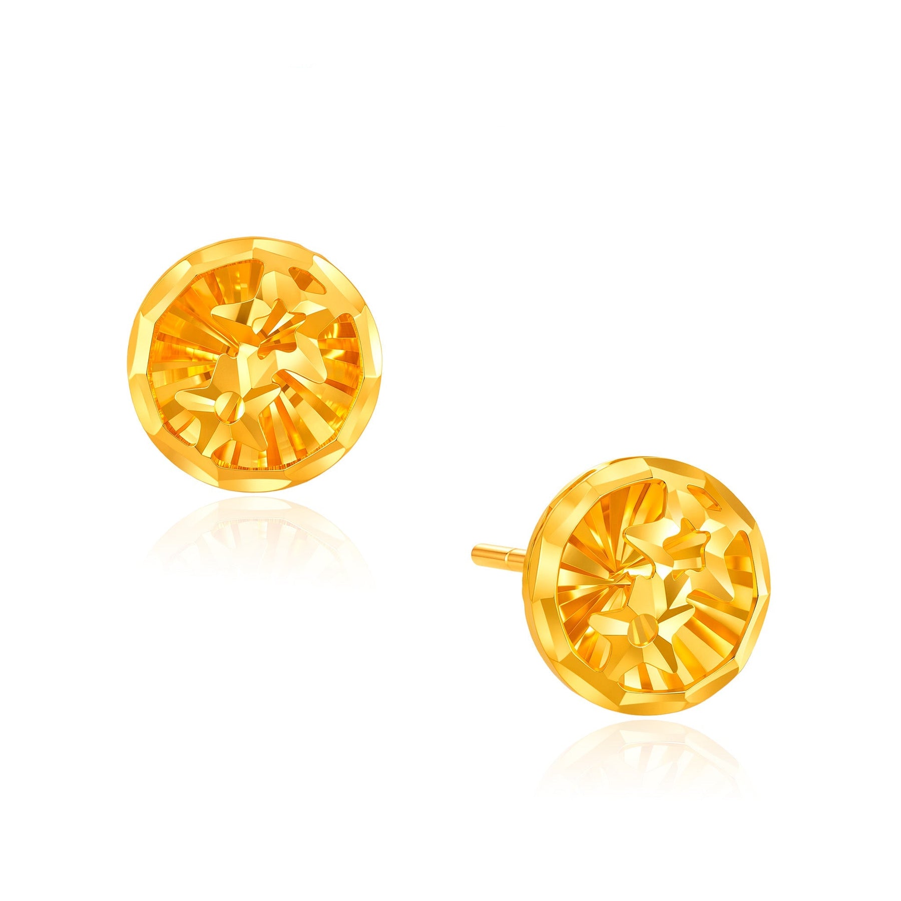 916 Gold Star Wheel Earrings