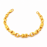 916 Gold Textured Link Star Bead Bracelet