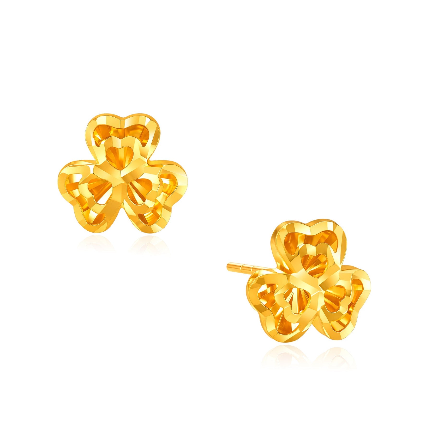 916 Gold Trifoliage Earrings