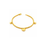 916 Gold Triple Heart Charm Bracelet