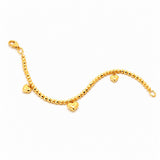 916 Gold Triple Heart Charm Bracelet
