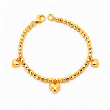 916 Gold Triple Heart Charm Bracelet