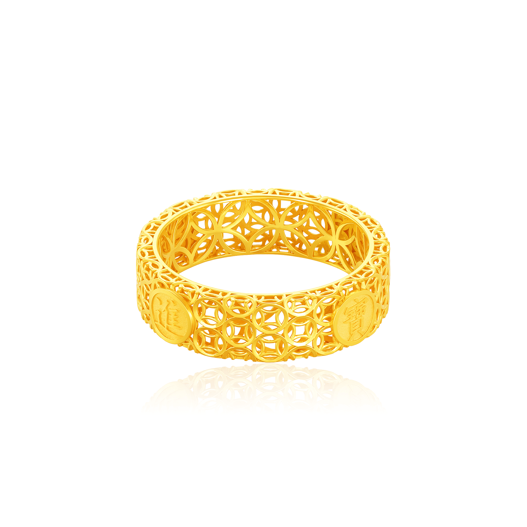 916 Gold Wealth/Success Fortune Coin Weave Ring