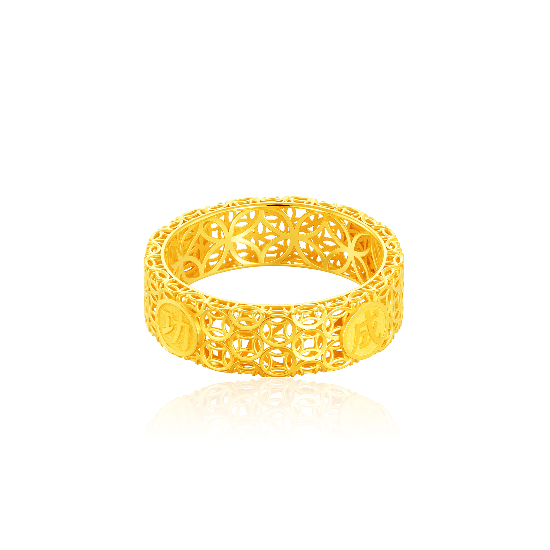 916 Gold Wealth/Success Fortune Coin Weave Ring