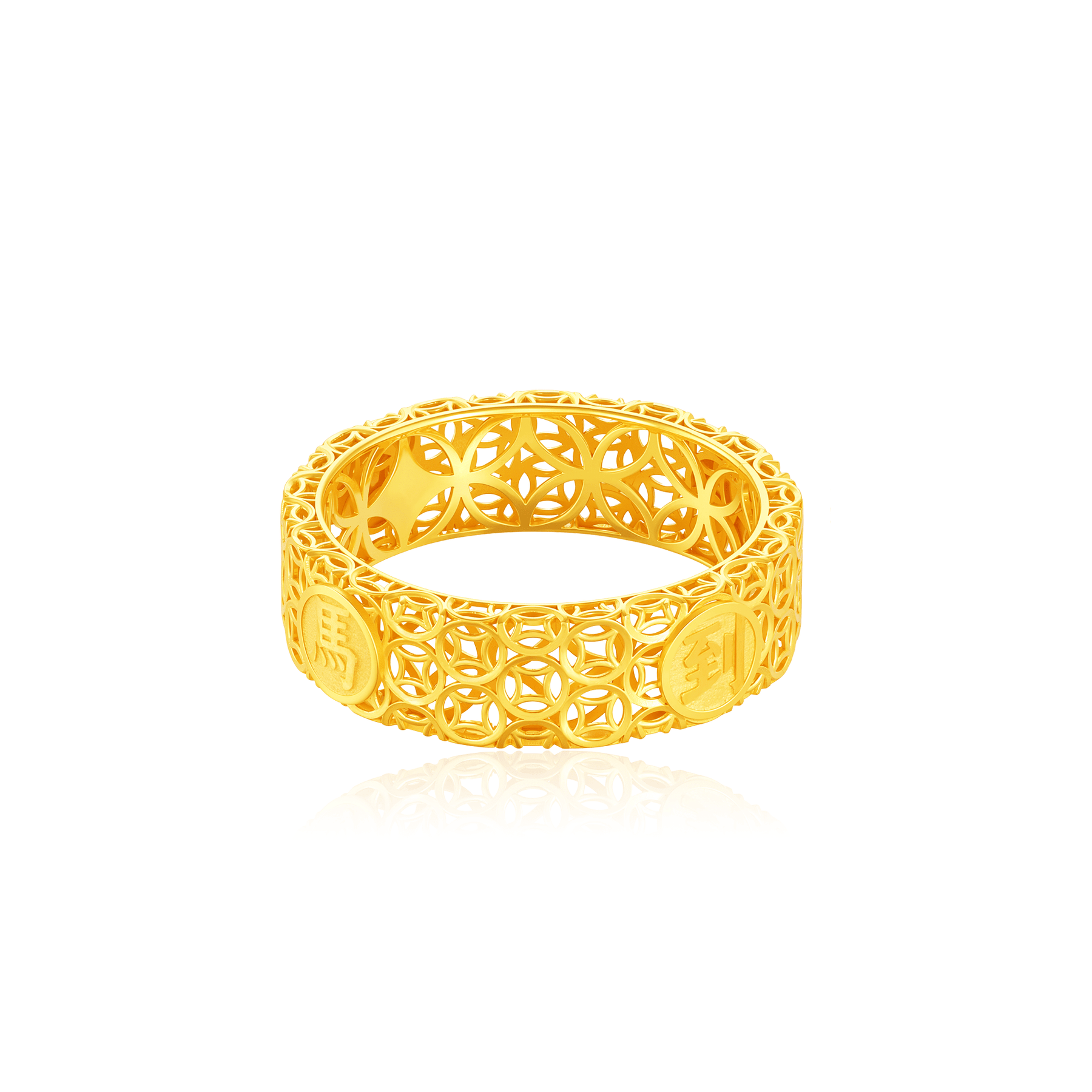916 Gold Wealth/Success Fortune Coin Weave Ring