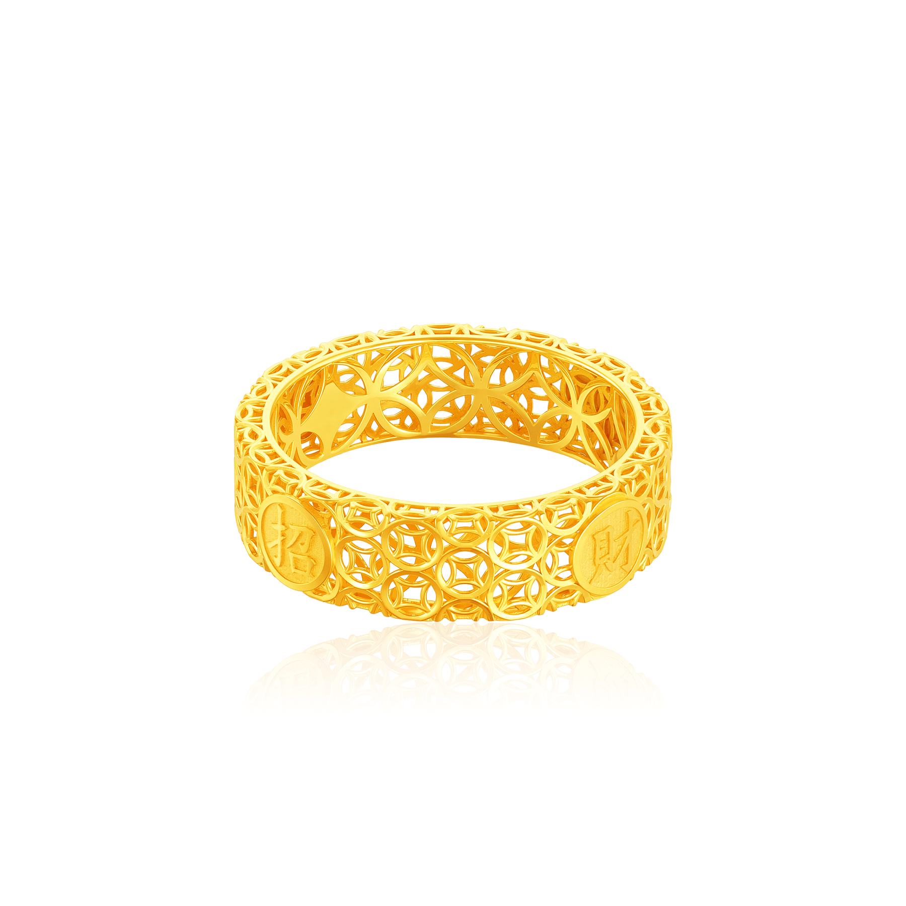 916 Gold Wealth/Success Fortune Coin Weave Ring