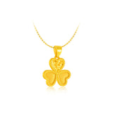 999 Gold 3-Petal Clover Good Luck Pendant