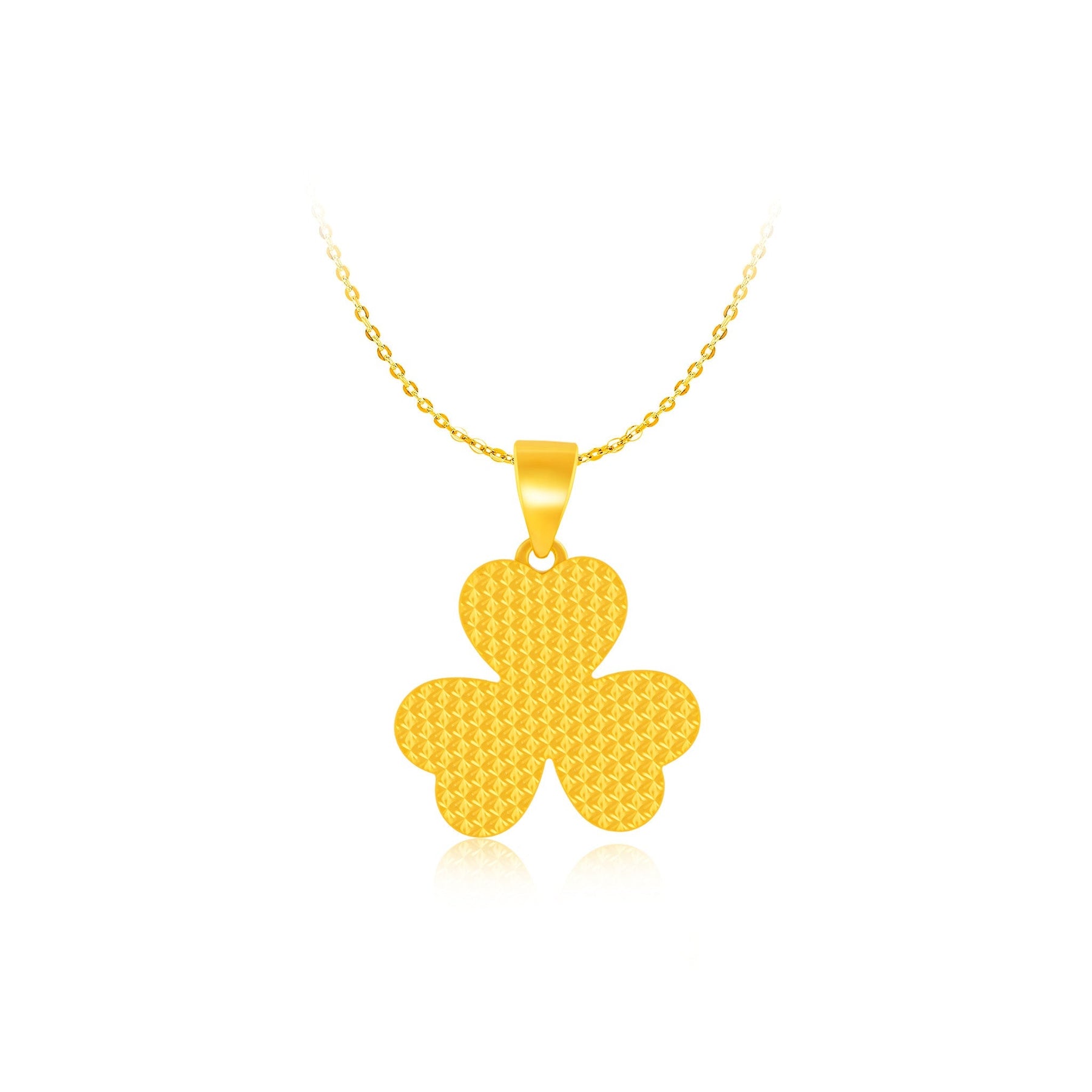 999 Gold 3-Petal Clover Good Luck Pendant
