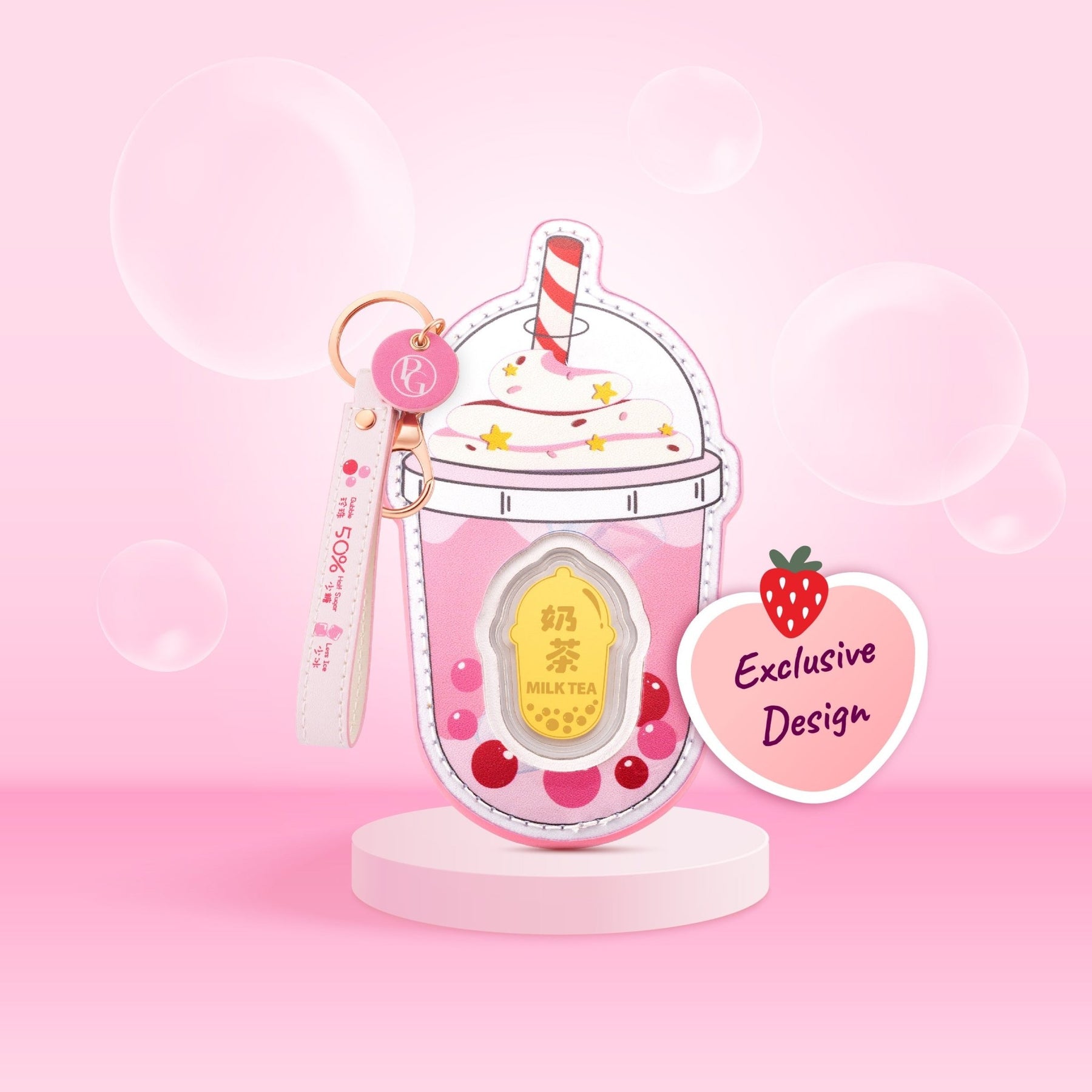 999 Gold Bubble Tea Keychain