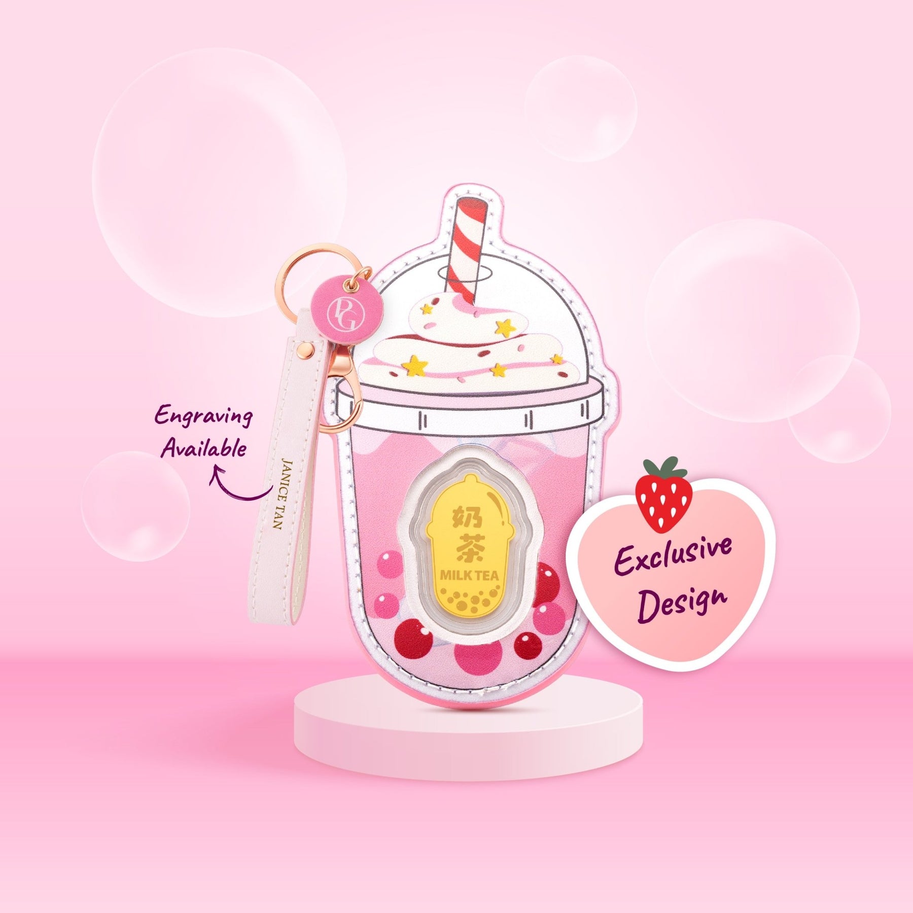 999 Gold Bubble Tea Keychain