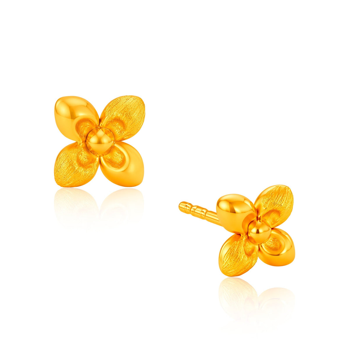 999 Gold Clover Emblem Earrings