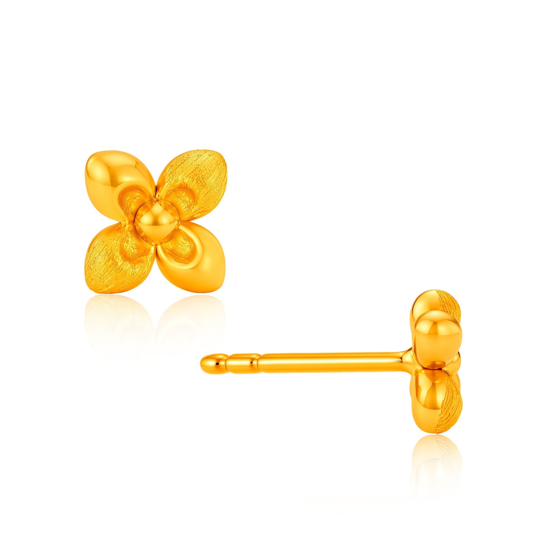 999 Gold Clover Emblem Earrings