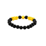 999 Gold Double Pixiu with Black Agate Beads Bracelet
