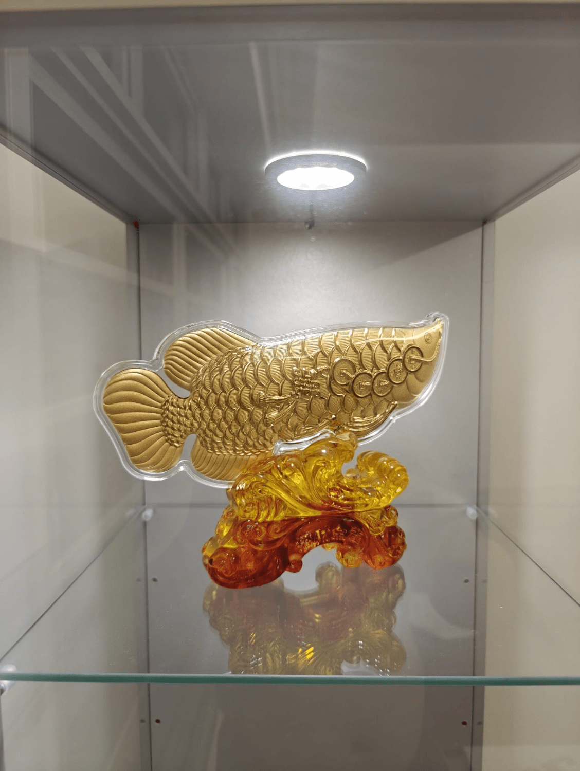 999 Gold Fortune Arowana Figurine 招财金龙