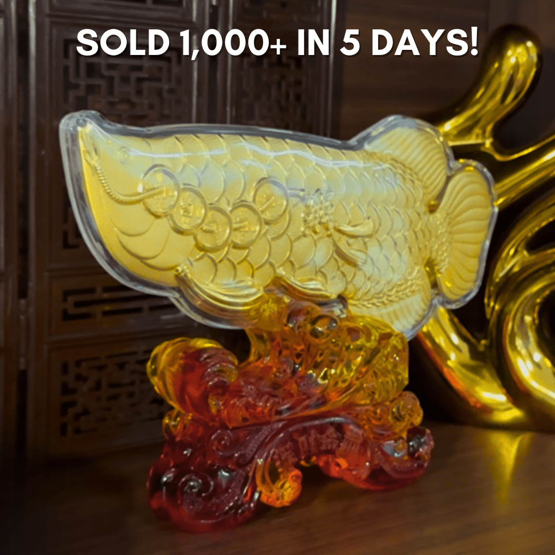 999 Gold Fortune Arowana Figurine 招财金龙