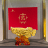 999 Gold Fortune Arowana Figurine 招财金龙