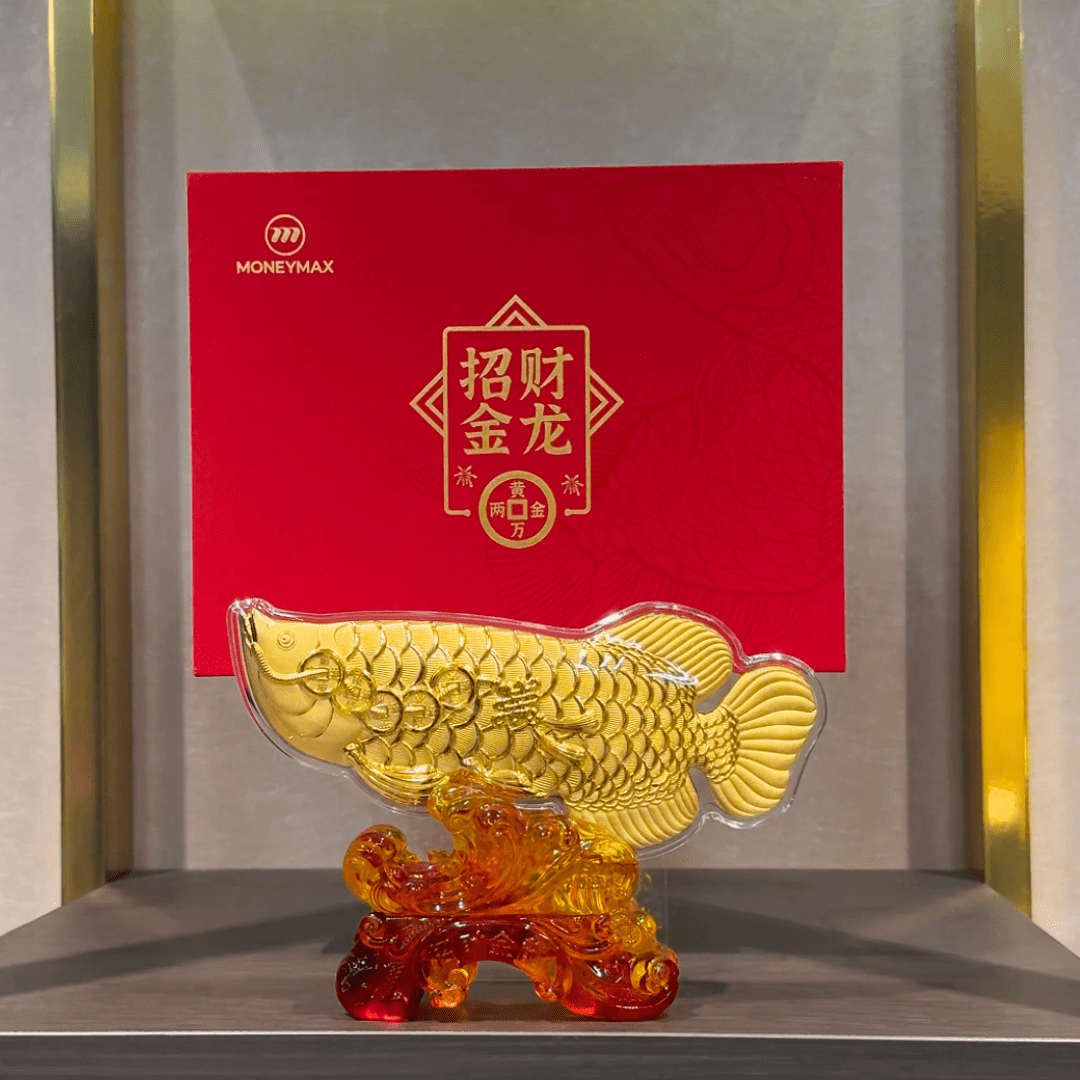 999 Gold Fortune Arowana Figurine 招财金龙