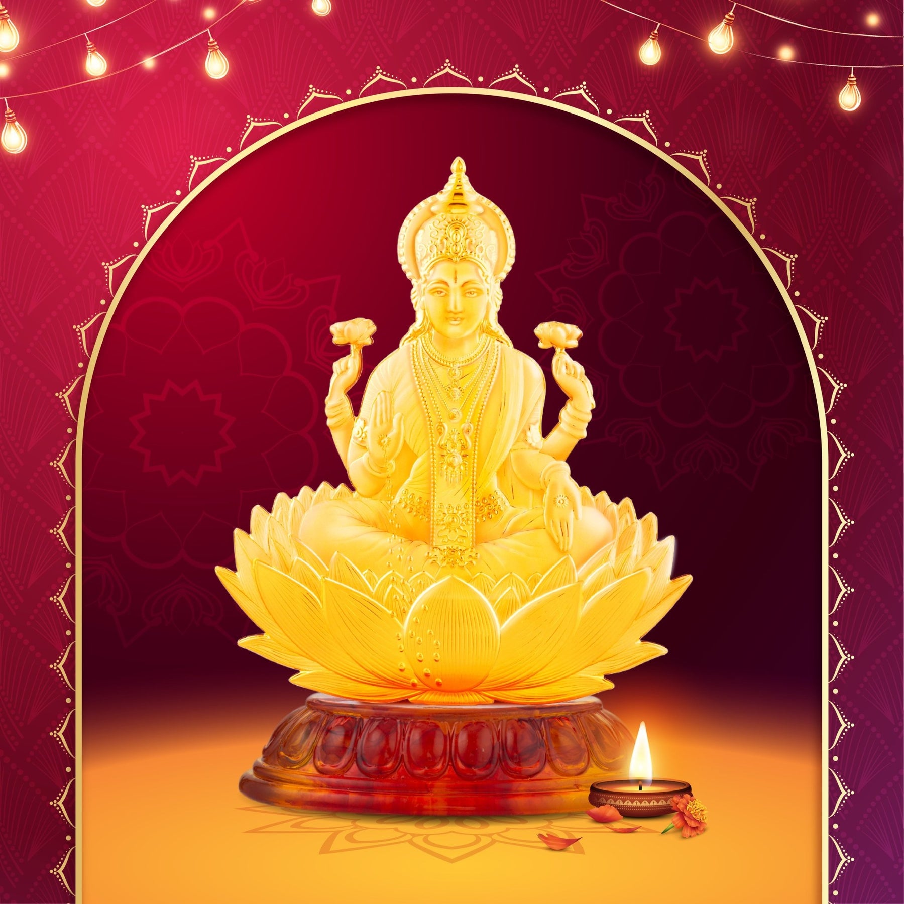 999 Gold Goddess Lakshmi Figurine