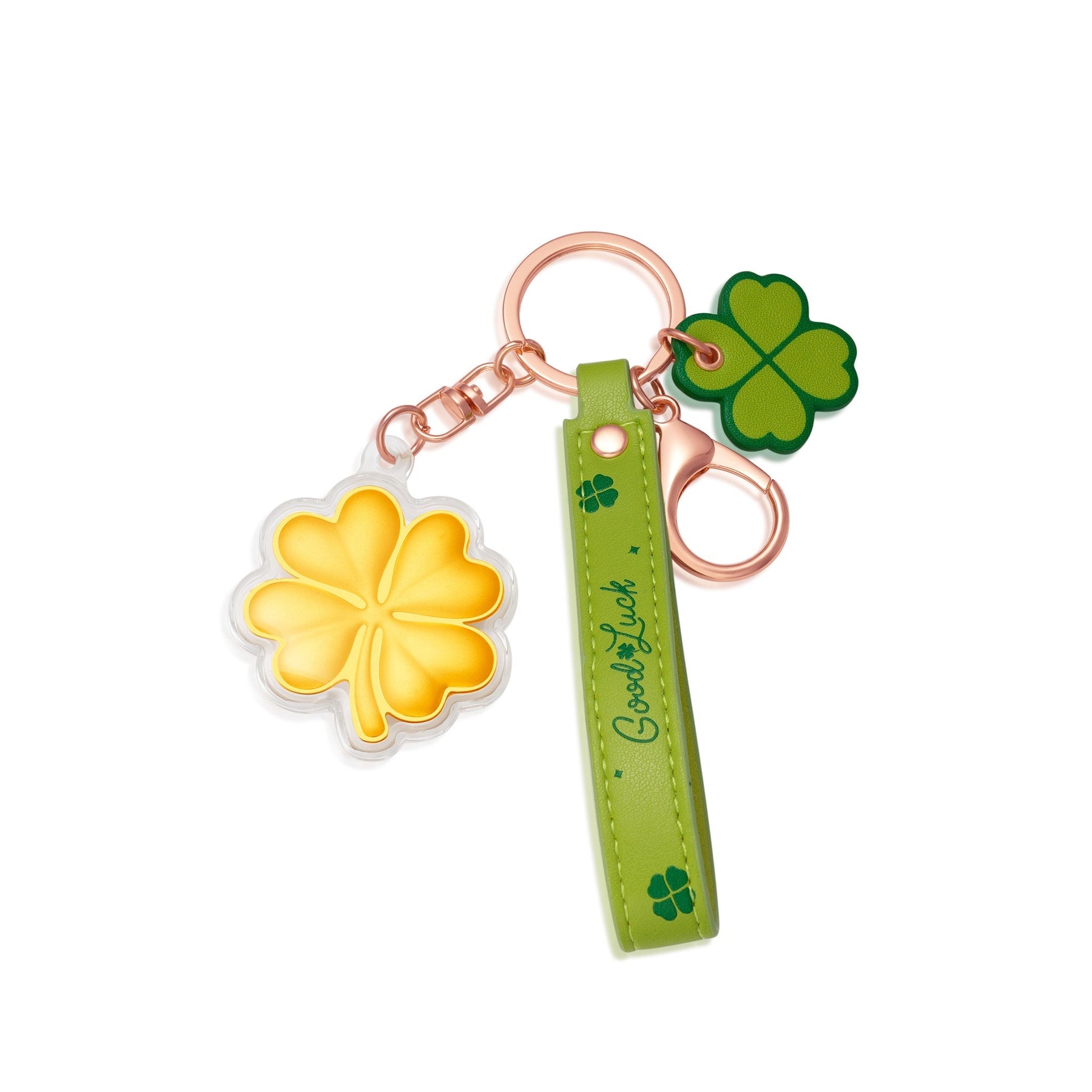999 Gold Good Luck Clover Keychain