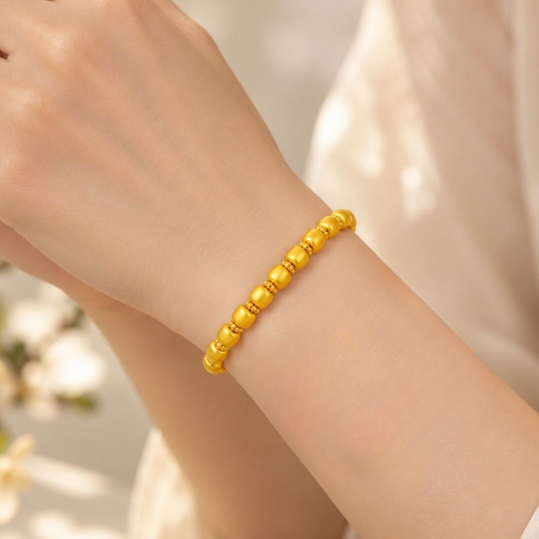 999 Gold Grandeur Bead Bracelet