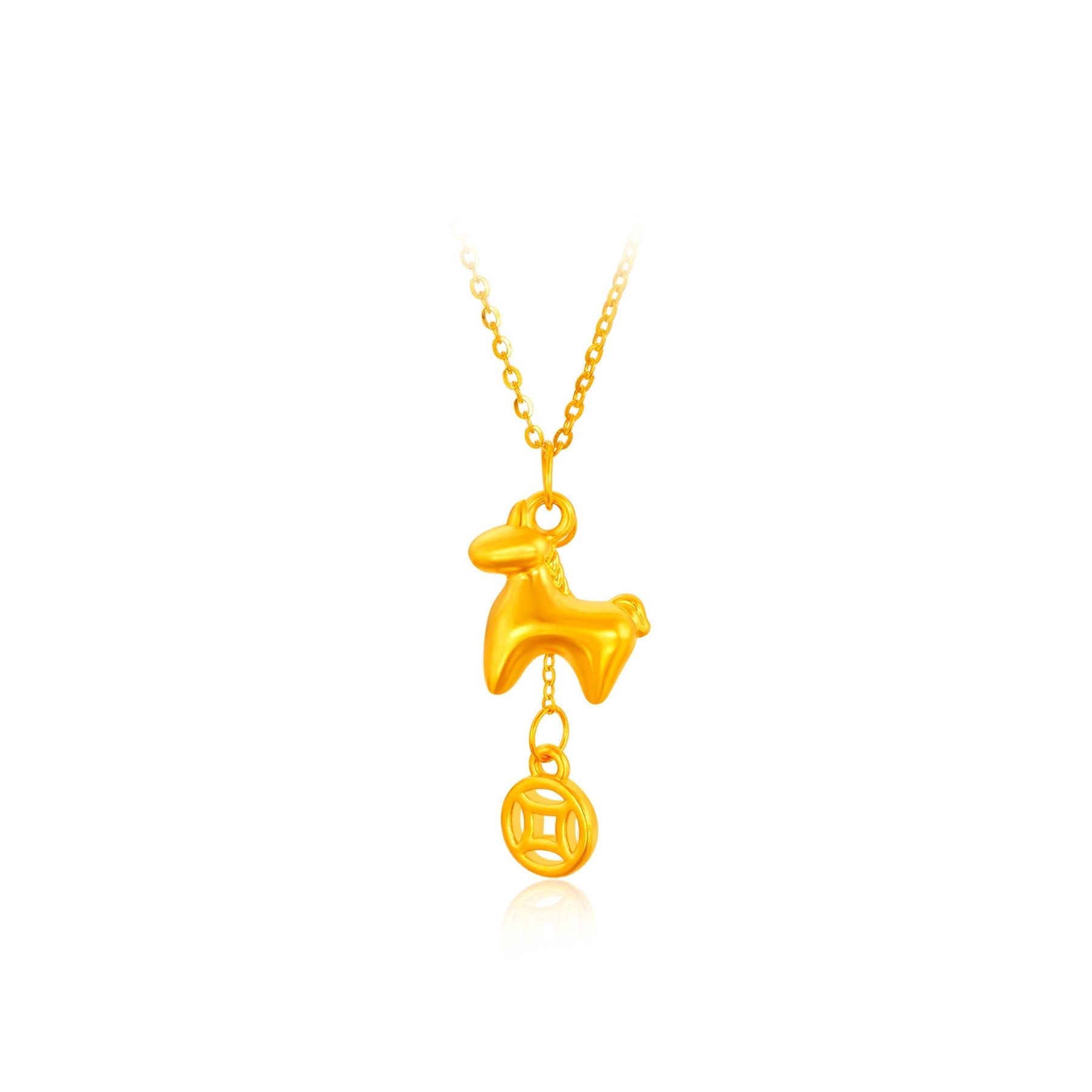 999 Gold 马跃金途 Horse with Dangling Coin Pendant