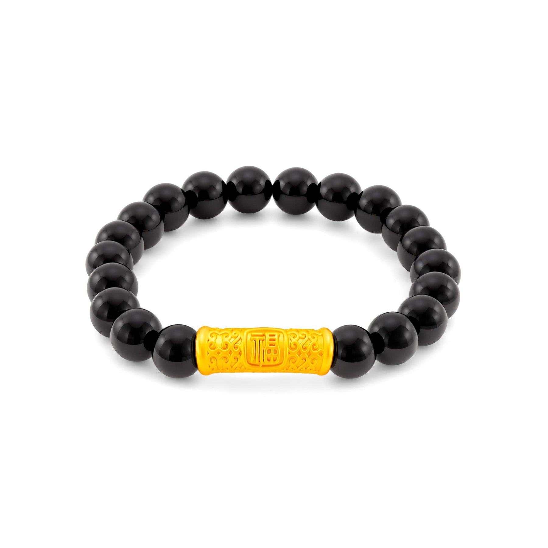 999 Gold Imperial Black Agate Bracelet