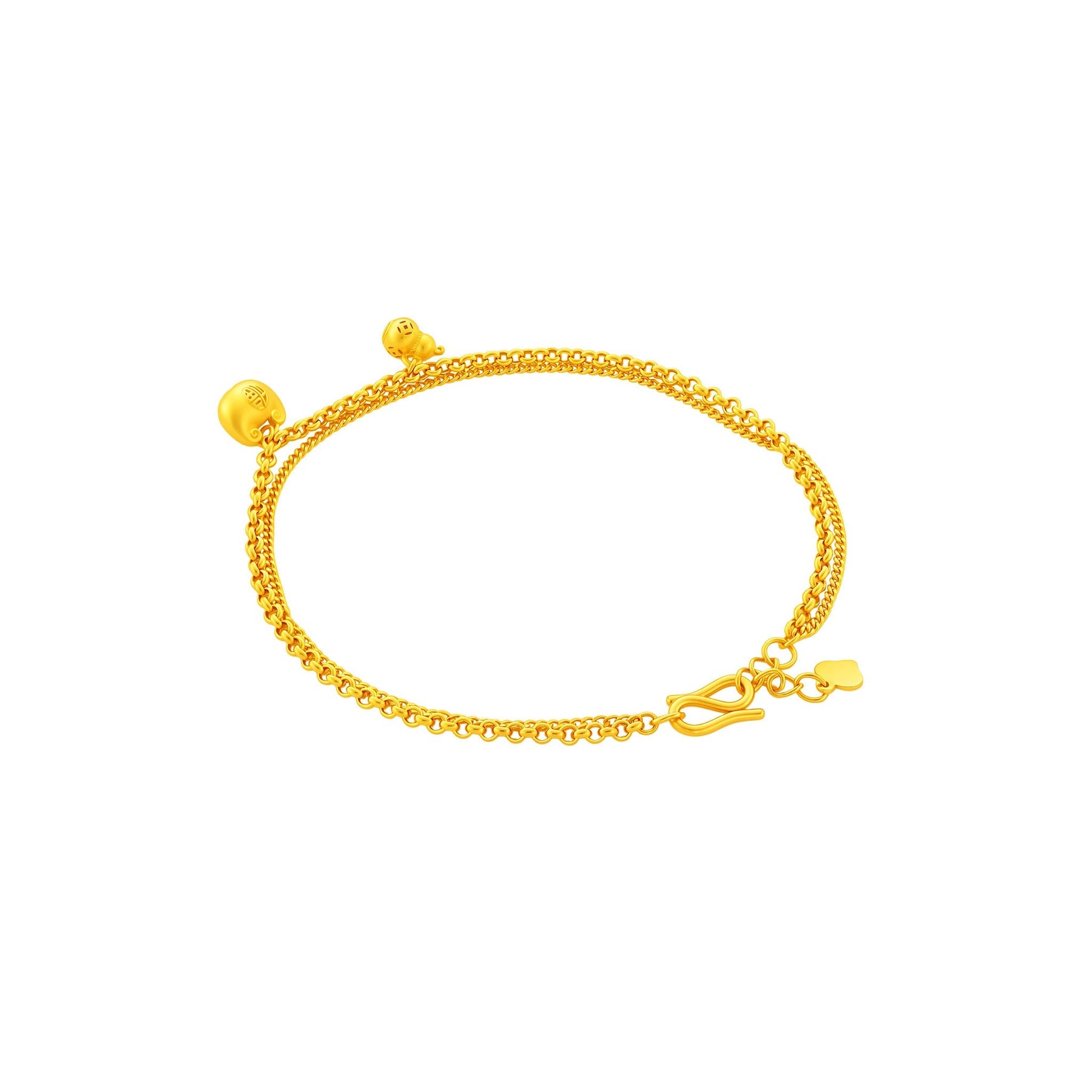 999 Gold Ingot Hulu Charm Bracelet (福禄双全)