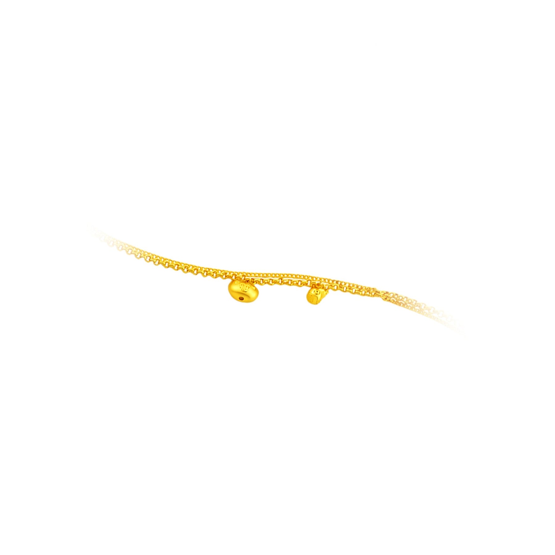 999 Gold Ingot Hulu Charm Bracelet (福禄双全)