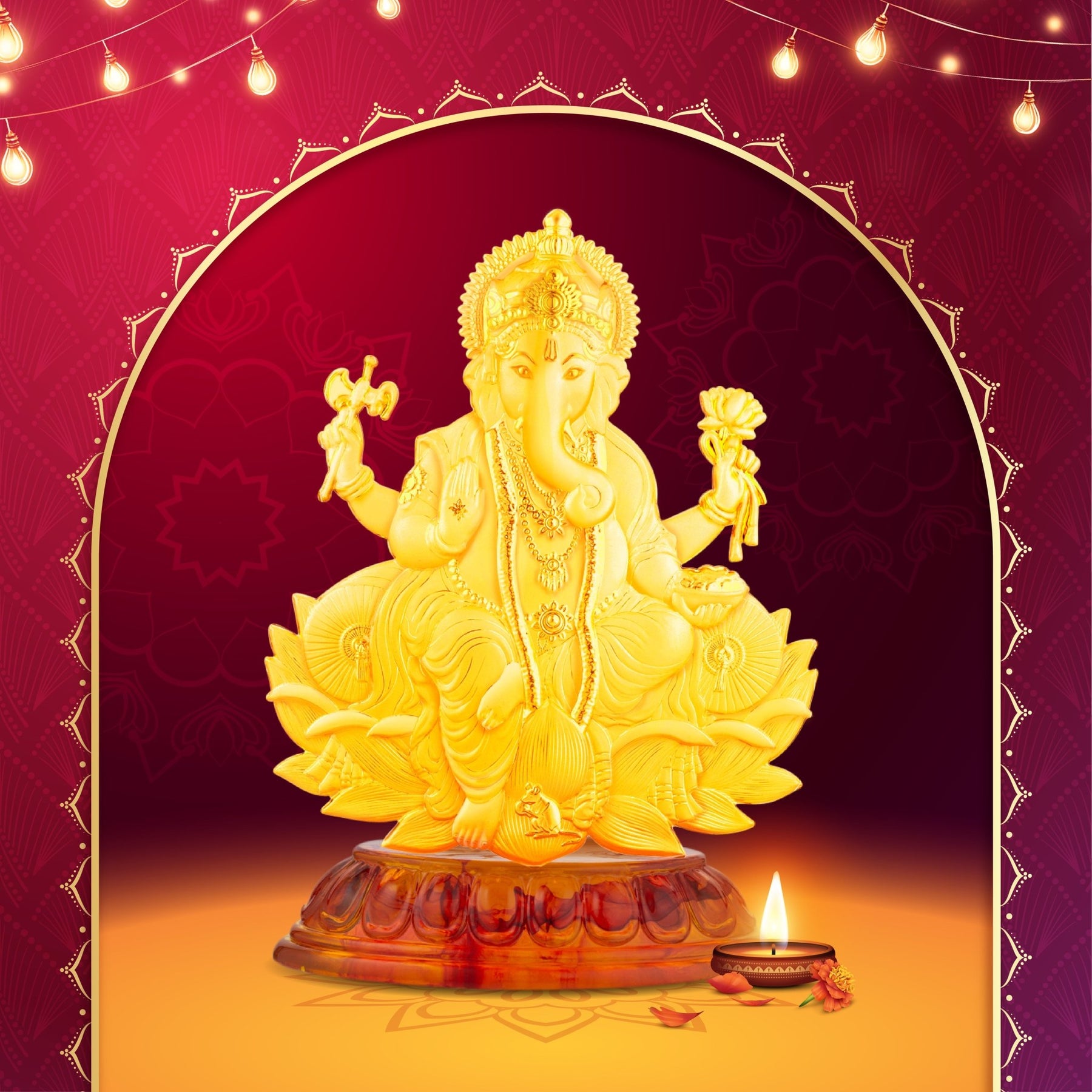 999 Gold Lord Ganesha Figurine