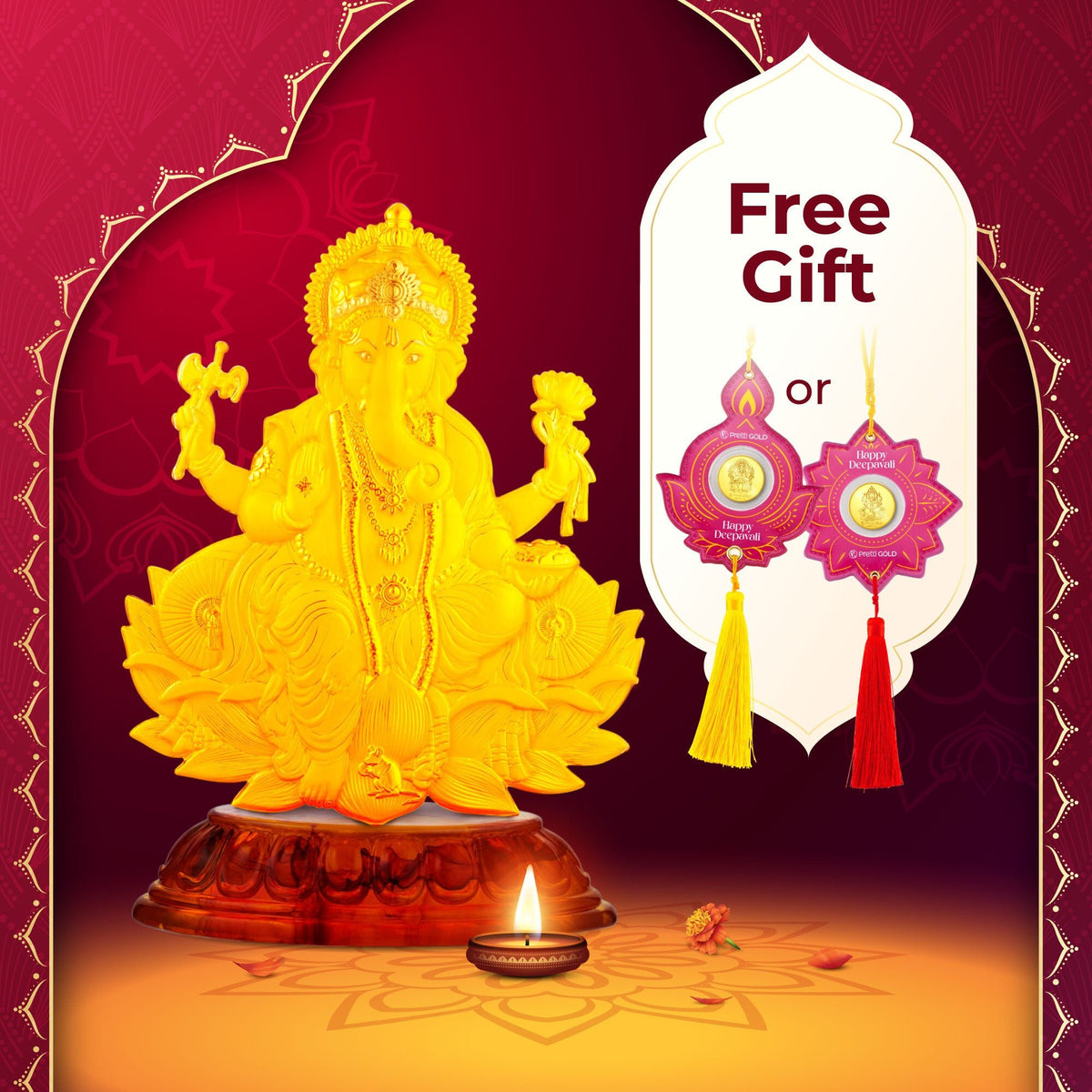 999 Gold Lord Ganesha/Goddess Lakshmi Figurine Free Blessing Charm (Tiktok)