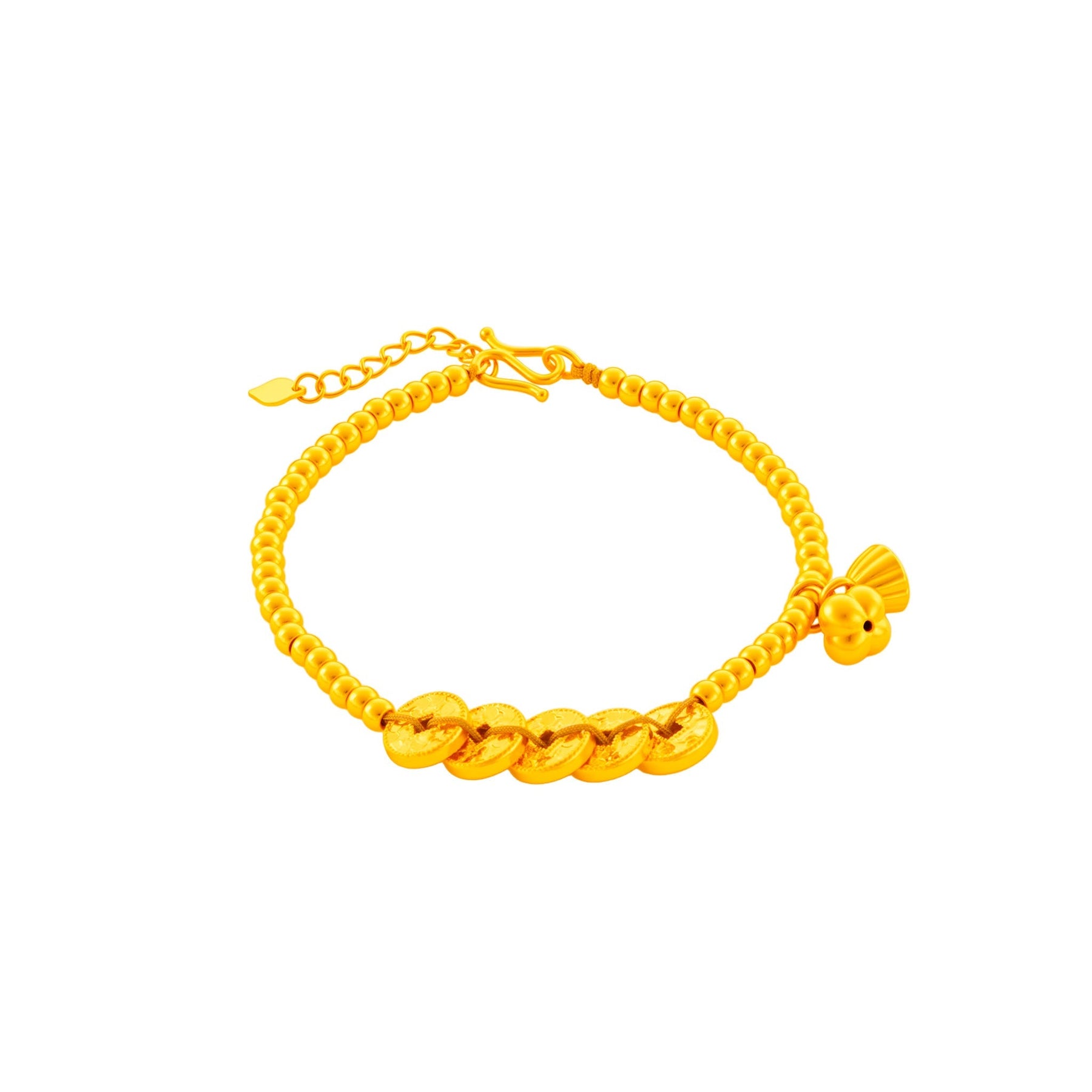 999 Gold Lotus Fortune Coins Bracelet