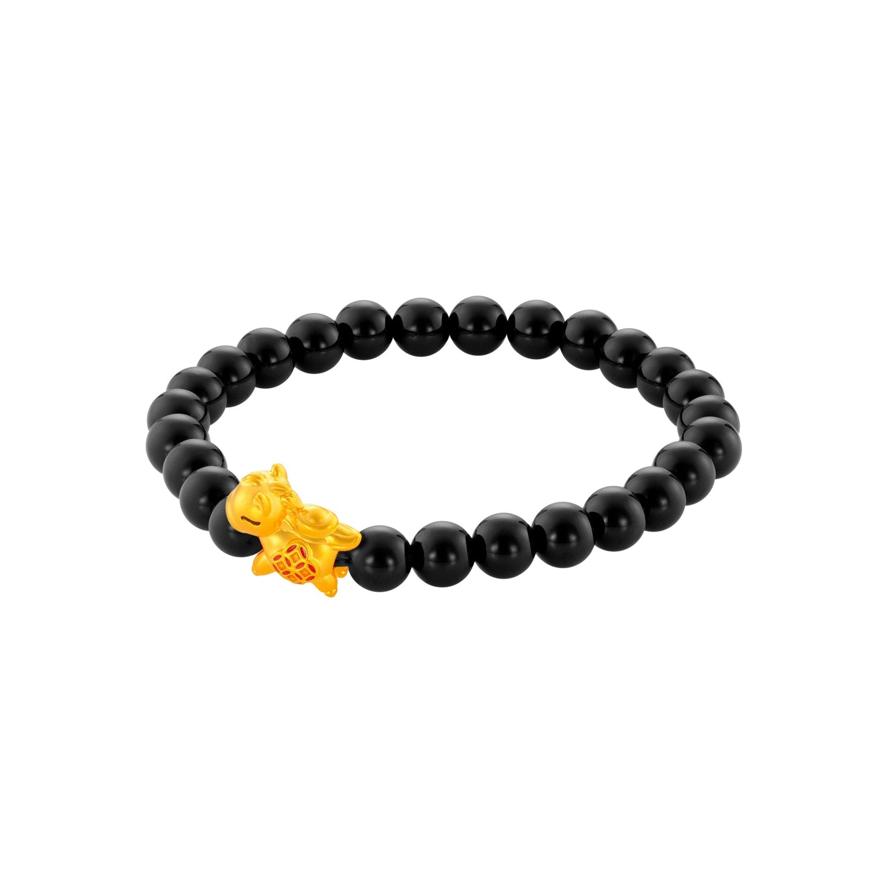 999 Gold Mini Horse 马到功成 with Auspicious Beads Bracelet