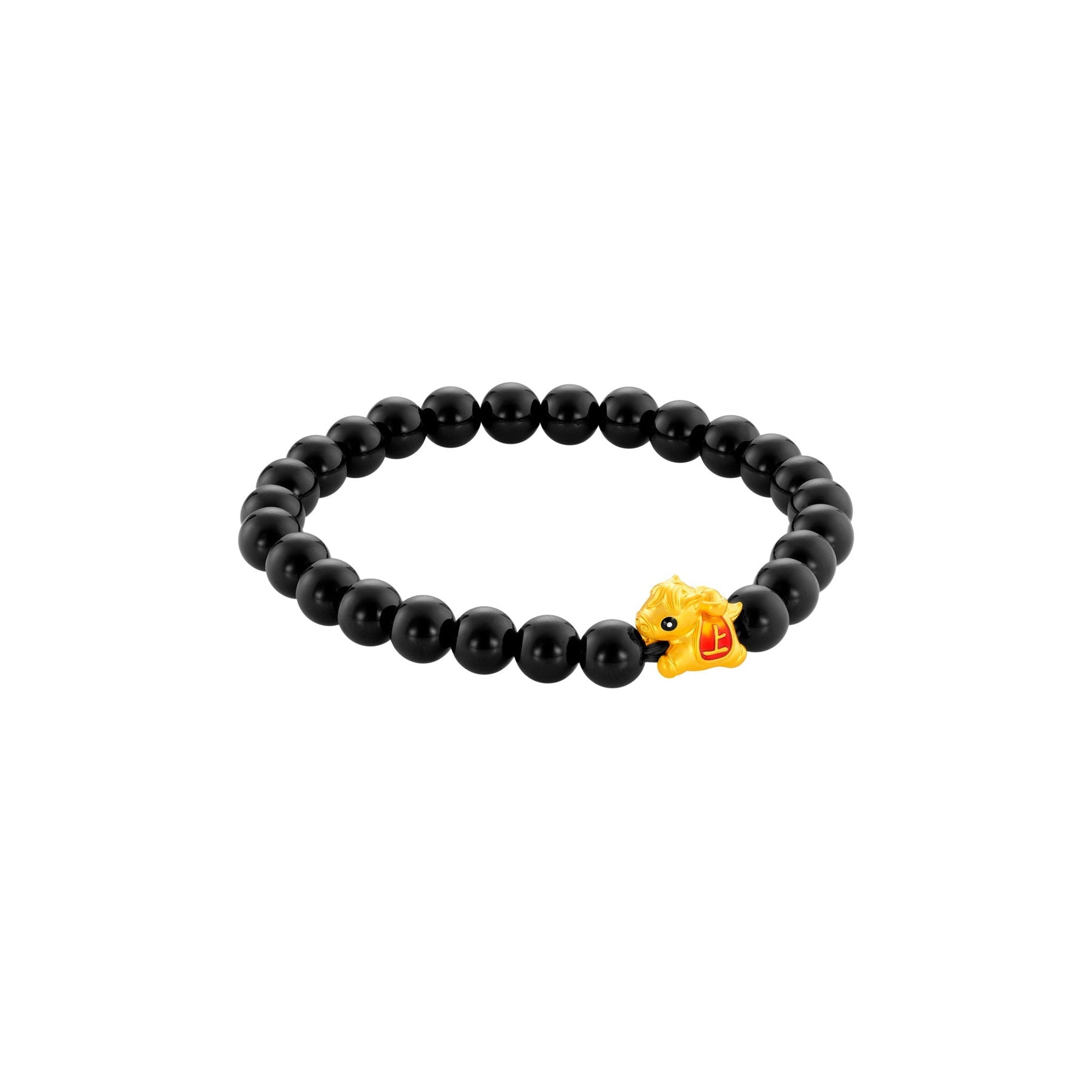 999 Gold Mini Horse 马到功成 with Auspicious Beads Bracelet