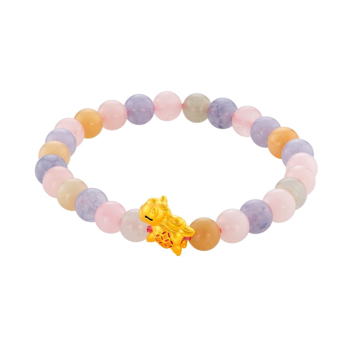 999 Gold Mini Horse 马到功成 with Auspicious Beads Bracelet