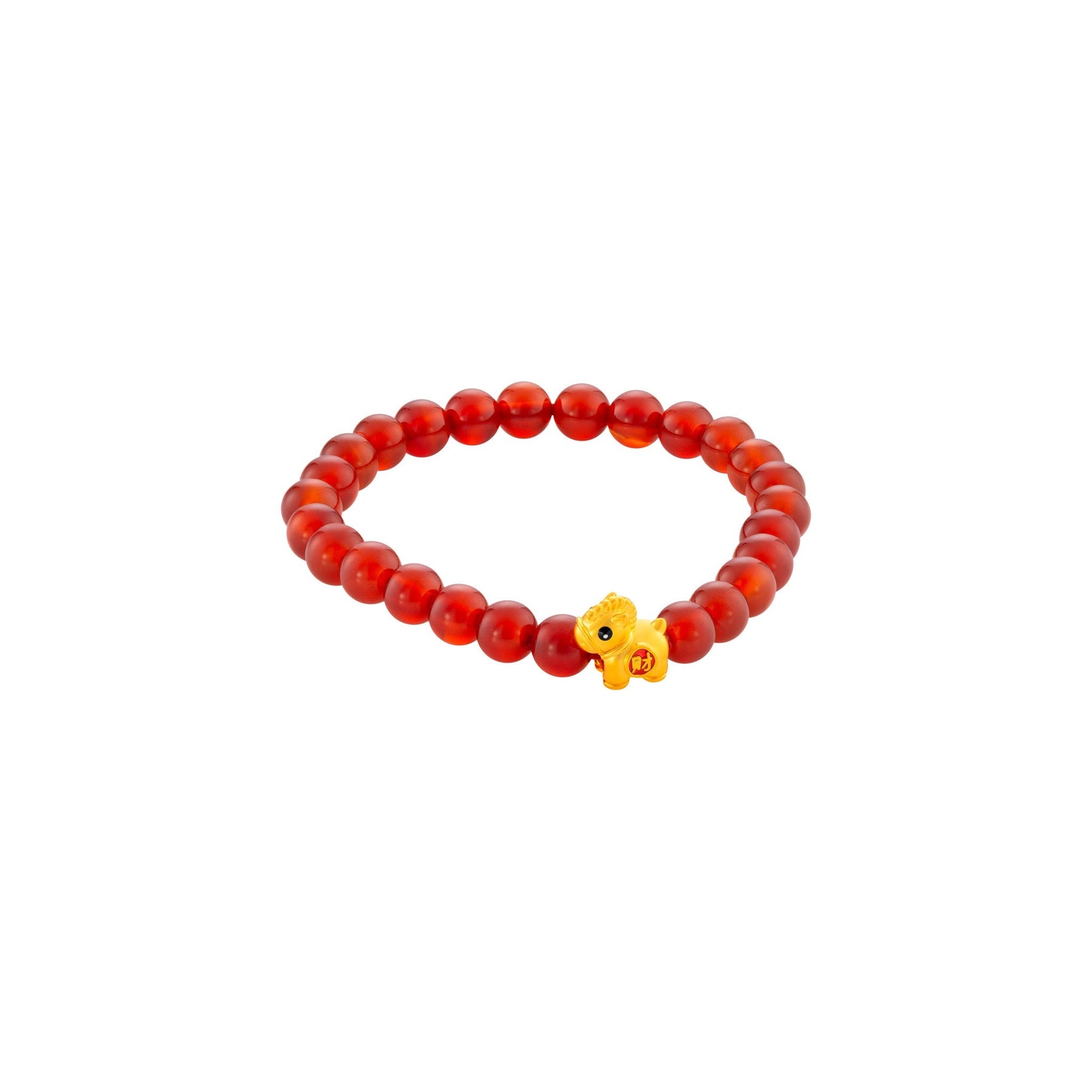999 Gold Mini Horse 马到功成 with Auspicious Beads Bracelet