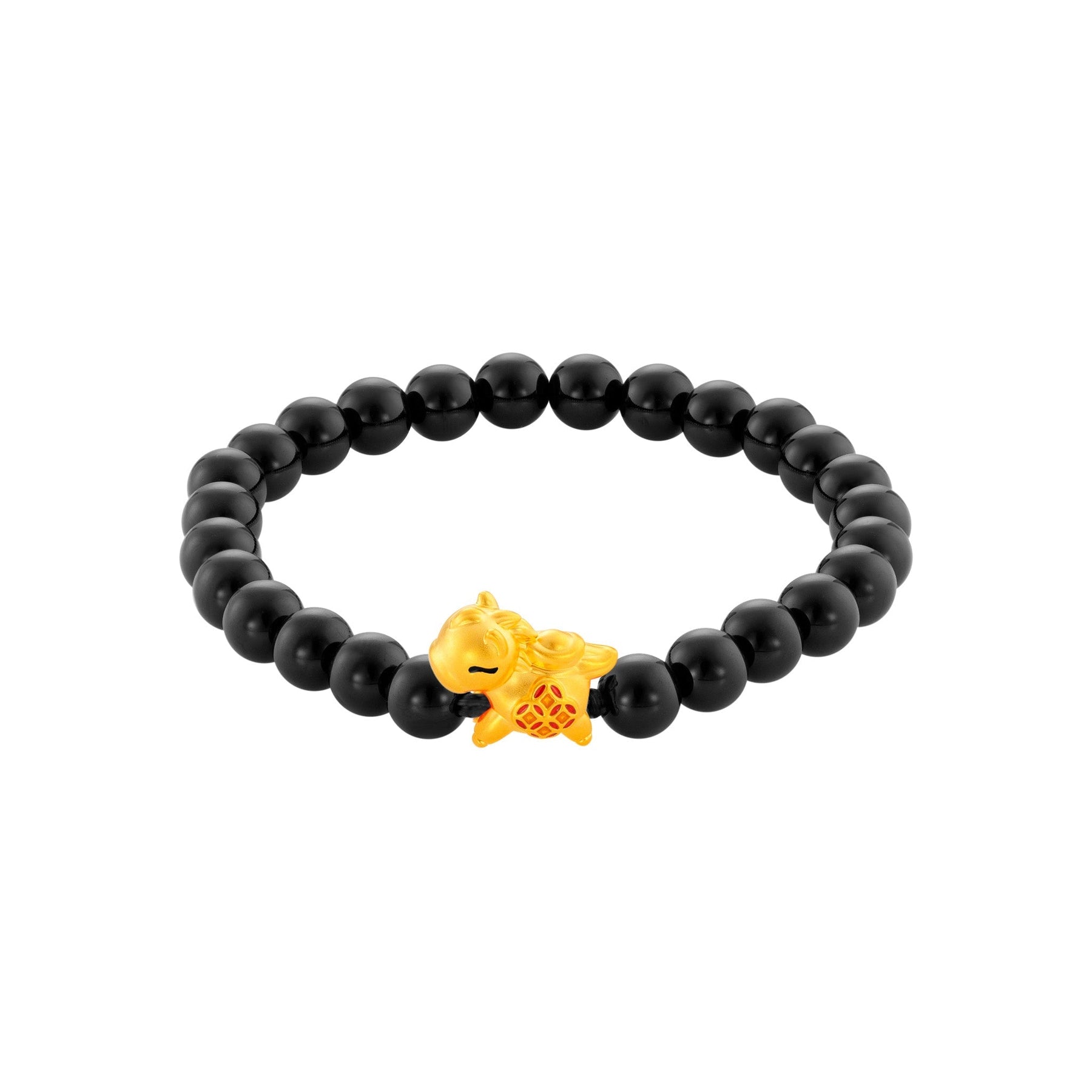 999 Gold Mini Horse 马到功成 with Auspicious Beads Bracelet